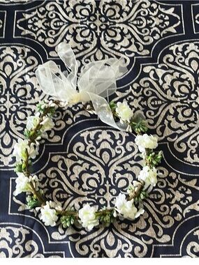 Floral White and Green Flower Crown Headband
